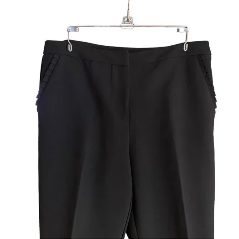 ZAC & RACHEL Black Slim Leg Ankle Pants w/Ruffled Trim Front Pockets. Size 12. - Picture 2 of 6